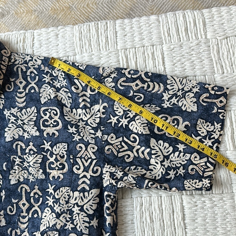 Blue and tan short sleeve Hawaiian shirt SZ L - Picture 7 of 9